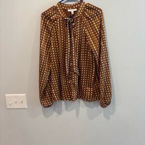 Elegant Brown Polka Dot Blouse